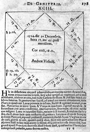 Cardano horoscope Horoscope of Andreas Vesalius